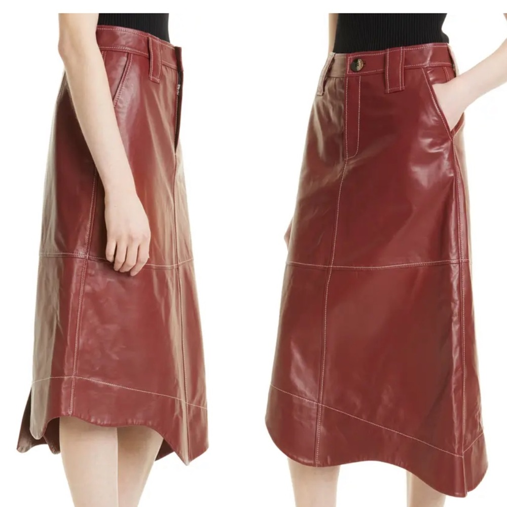 Ganni Leather Skirt size 40EU/ 8US NWT